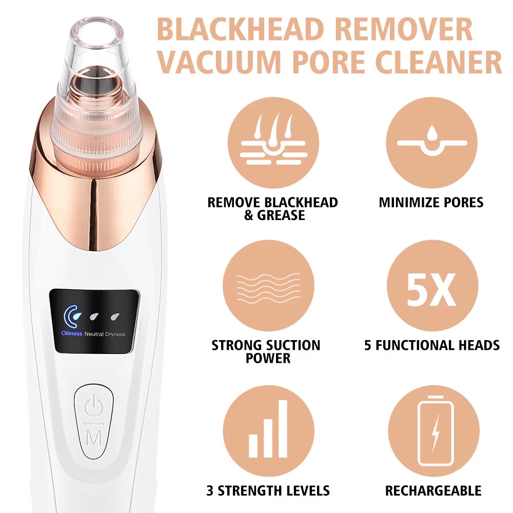 Blackhead Remover Vacuum Acne Pimple Black Spot Suction Electric Facial Pore Cleaner Skincare Exfoliating Beauty Instrument