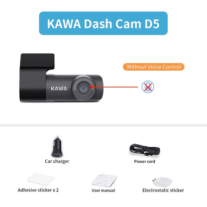 2K Dash Camera for Car DVR Dash Cam in the Car  D5 Video Recorder Emergency Voice Control Night Vision Wifi APP Monitor WDR