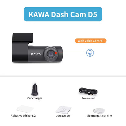 2K Dash Camera for Car DVR Dash Cam in the Car  D5 Video Recorder Emergency Voice Control Night Vision Wifi APP Monitor WDR